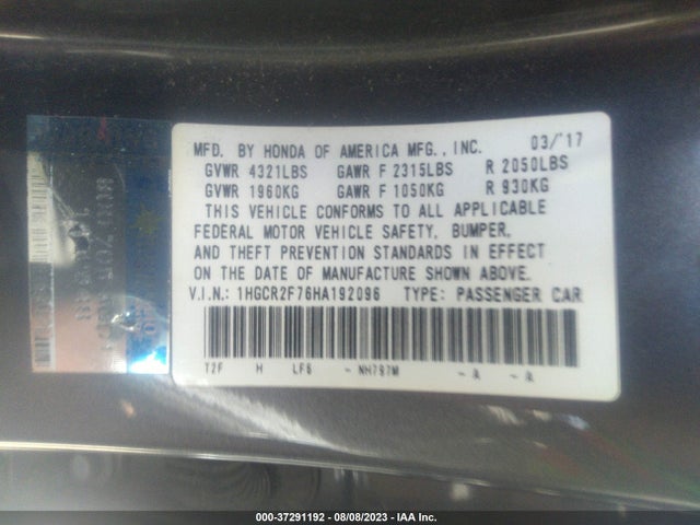 Honda Accord Sedan Ex 2017 1HGCR2F76HA192096 Image 9