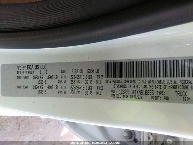 1C6RREJT1KN616256 RAM 1500 Laramie