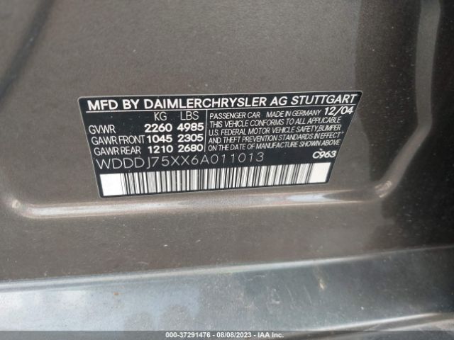 2006 MERCEDES-BENZ CLS 500 WDDDJ75XX6A011013 Photo 8