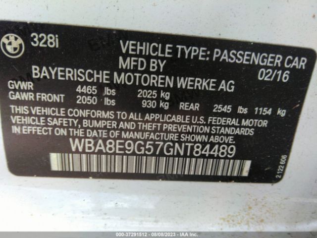 WBA8E9G57GNT84489 BMW 3 Series 328i