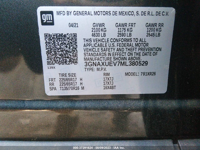Chevrolet EQUINOX LT 2021 3GNAXUEV7ML380529 Image 9