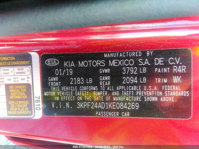 KIA Forte Lxs 2019 3KPF24AD1KE084269 Image 16