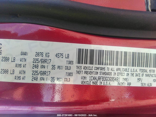 1C4NJRFB3GD695481 Jeep Patriot High Altitude Edition