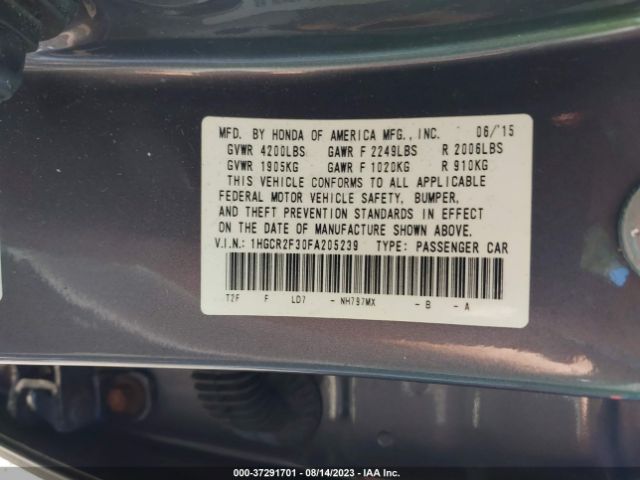 1HGCR2F30FA205239 Honda Accord Sedan Lx