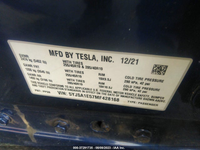 Tesla Model S Long Range 2021 5YJSA1E57MF428168 Image 9
