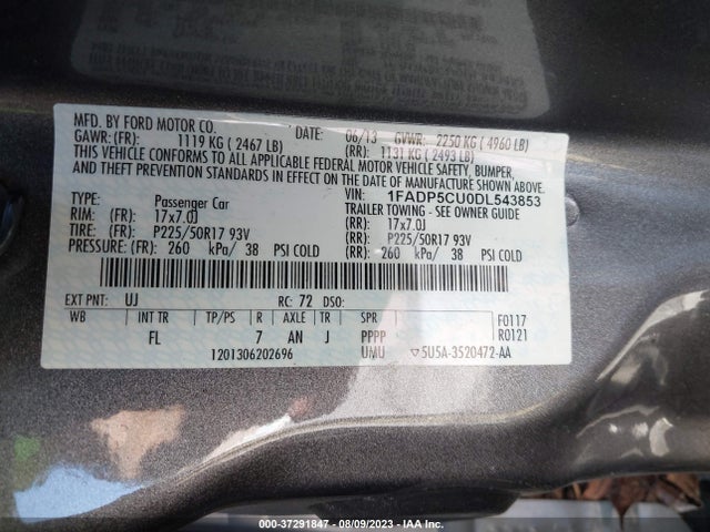 2013 FORD C-MAX ENERGI SEL VIN: 1FADP5CU0DL543853