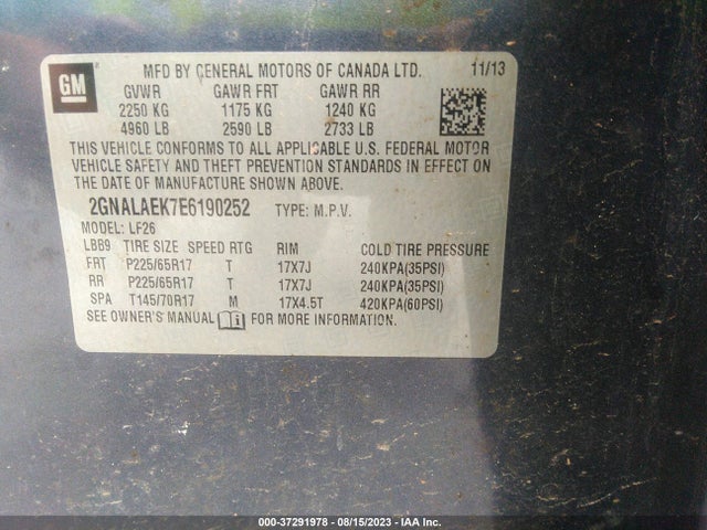 Chevrolet EQUINOX LS 2014 2GNALAEK7E6190252 Image 9