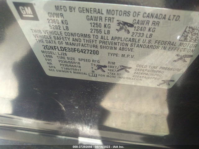 Chevrolet Equinox Ltz 2015 2GNFLDE30F6427200 Image 9