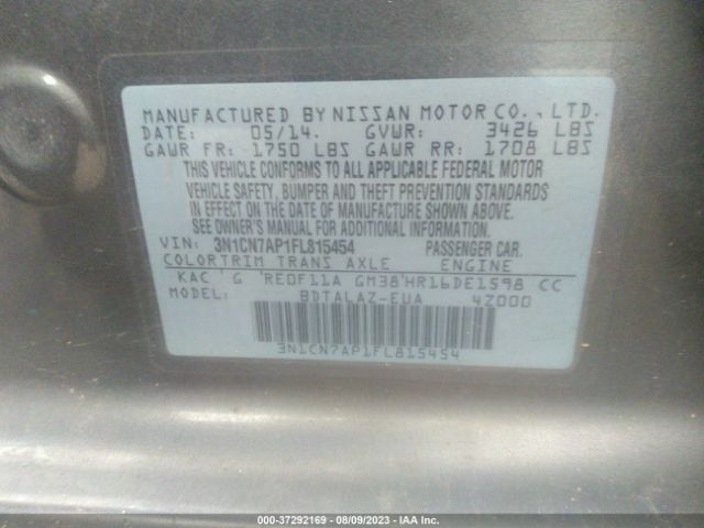3N1CN7AP1FL815454 Nissan Versa S Plus