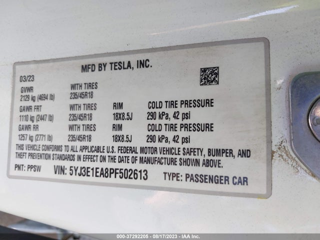 Tesla MODEL 3 2023 5YJ3E1EA8PF502613 Image 16