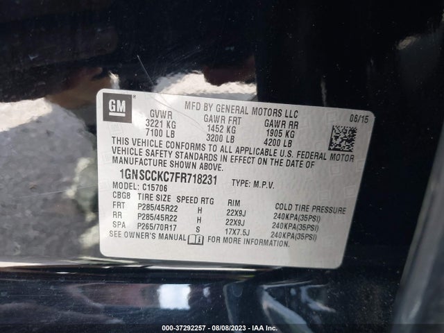 Chevrolet Tahoe Ltz 2015 1GNSCCKC7FR718231 Image 9