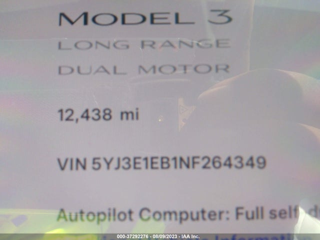2022 Tesla 3, VIN: 5YJ3E1EB1NF264349