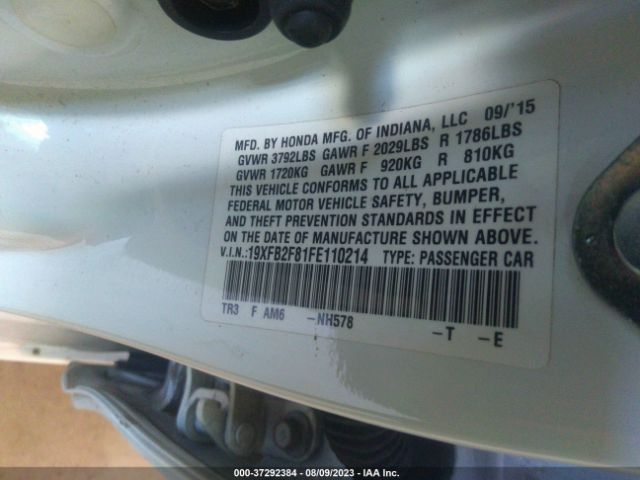 19XFB2F81FE110214 Honda Civic Sedan Ex
