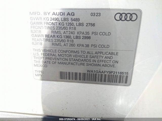 WA1GAAFY9P2116515 Audi Q5 S Line Premium