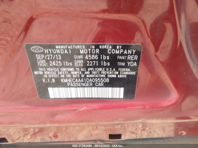 2013 HYUNDAI SONATA HYBRID LIMITED VIN: KMHEC4A41DA095508