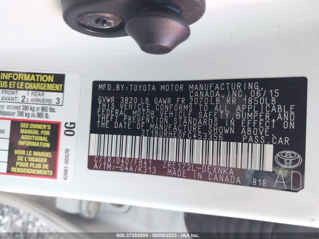 Toyota Corolla L/le/s/s Plus/le Plus 2015 2T1BURHE0FC453356 Image 15