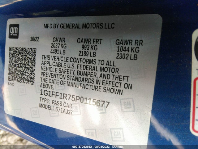 Chevrolet CAMARO LT1 2023 1G1FF1R75P0115677 Image 9