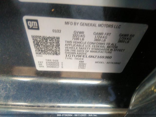 1GTU9FEL6NZ169360 GMC Sierra 1500 Limited Denali