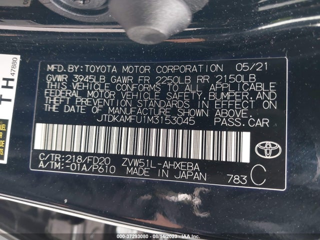 Toyota Prius L 2021 JTDKAMFU1M3153045 Image 16