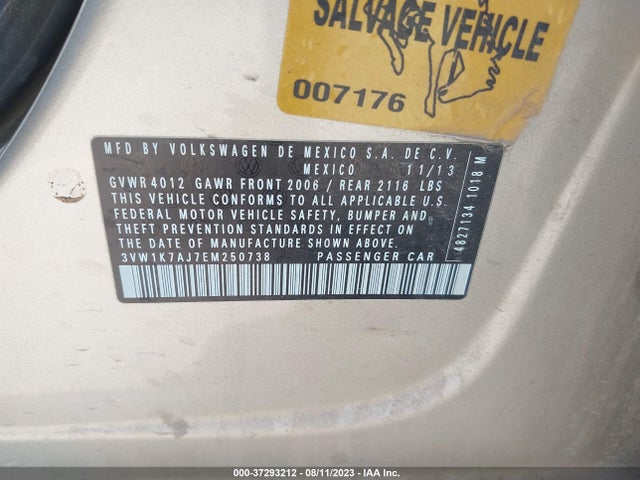 3VW1K7AJ7EM250738 Volkswagen Jetta Sedan S