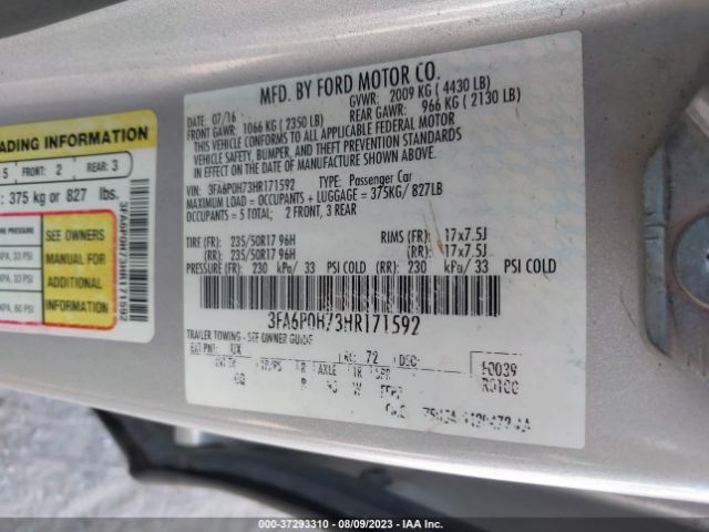 3FA6P0H73HR171592 Ford FUSION SE