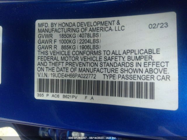 19UDE4H66PA022772 Acura Integra W/a-spec Tech Package