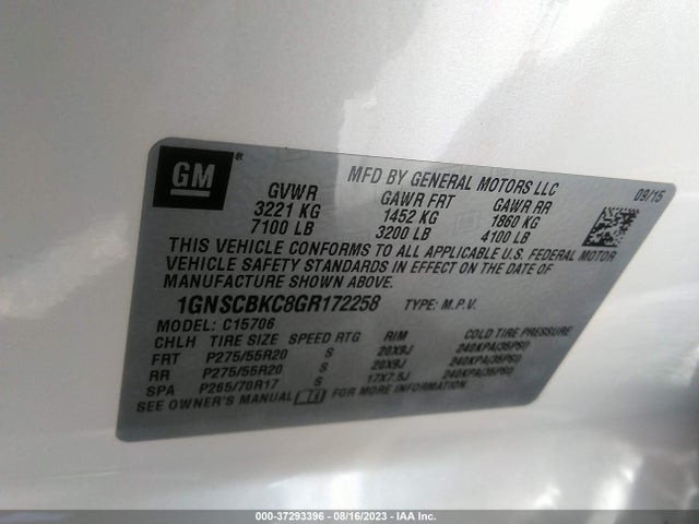 Chevrolet Tahoe Lt 2016 1GNSCBKC8GR172258 Image 9