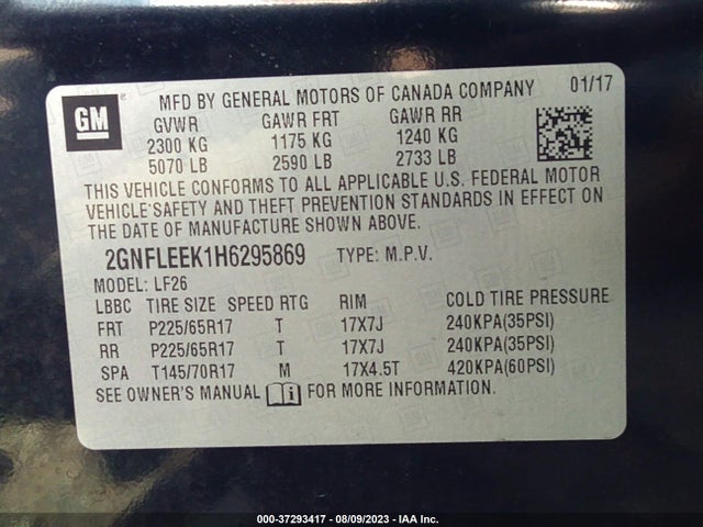 Chevrolet EQUINOX LS 2017 2GNFLEEK1H6295869 Image 9
