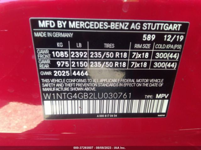 W1NTG4GB2LU030761 Mercedes-Benz Gla Gla 250
