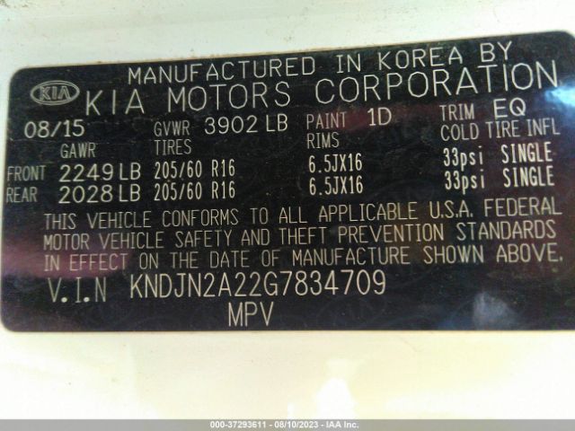 KNDJN2A22G7834709 KIA Soul Base