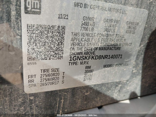 Chevrolet Suburban Premier 2022 1GNSKFKD8NR140071 Image 9