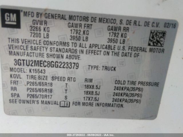 3GTU2MEC8GG223379 GMC Sierra 1500 Sle