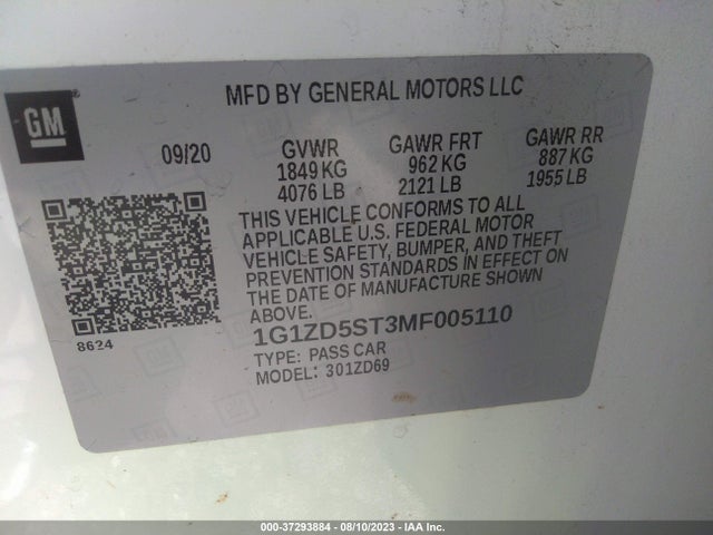 Chevrolet MALIBU LT 2021 1G1ZD5ST3MF005110 Image 9