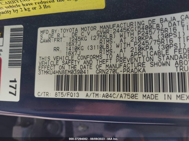 Toyota Tacoma Prerunner 2014 3TMKU4HN8EM039041 Image 9