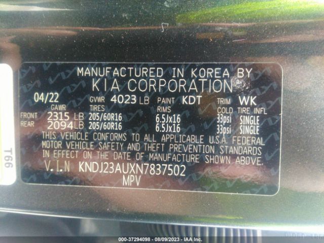 KNDJ23AUXN7837502 KIA SOUL LX