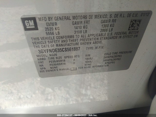 2012 CADILLAC SRX 3GYFNDE35CS561887 Photo 8