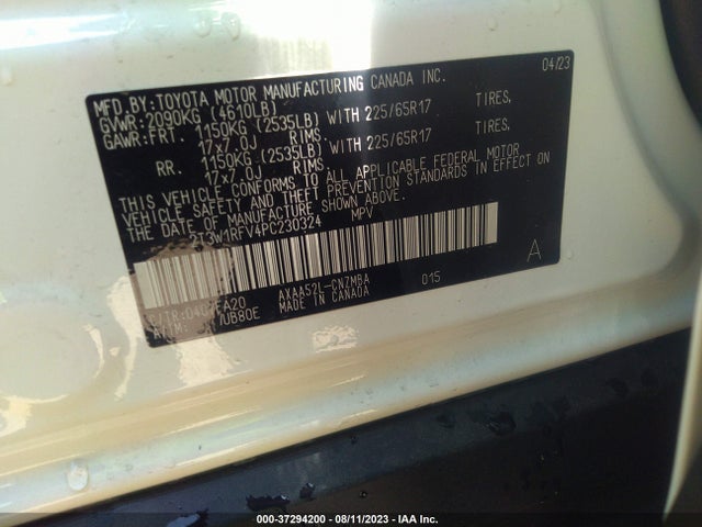 2023 TOYOTA RAV4 XLE VIN: 2T3W1RFV4PC230324