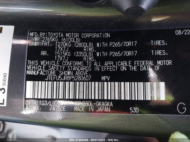 Toyota 4runner Sr5 Premium 2023 JTEFU5JR8P5280607 Image 9
