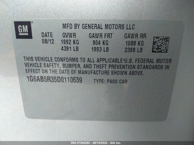 37294292 :رقم المزاد ، 1G6AB5R35D0110639 vin ، 2013 Cadillac Ats Luxury مزاد بيع