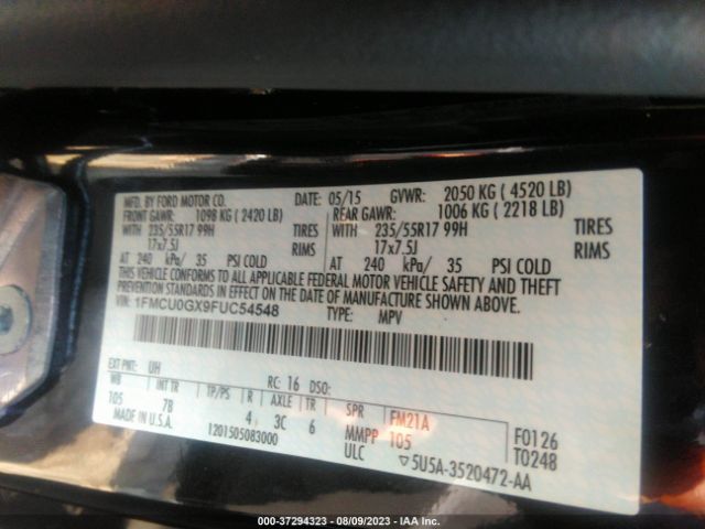 1FMCU0GX9FUC54548 Ford ESCAPE SE