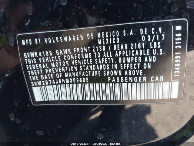 3VW2B7AJ6HM359605 Volkswagen Jetta 1.4t S
