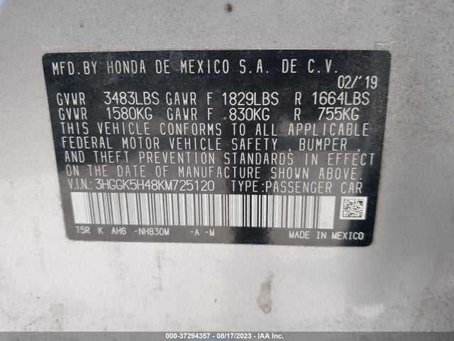 Honda FIT LX 2019 3HGGK5H48KM725120 Image 9