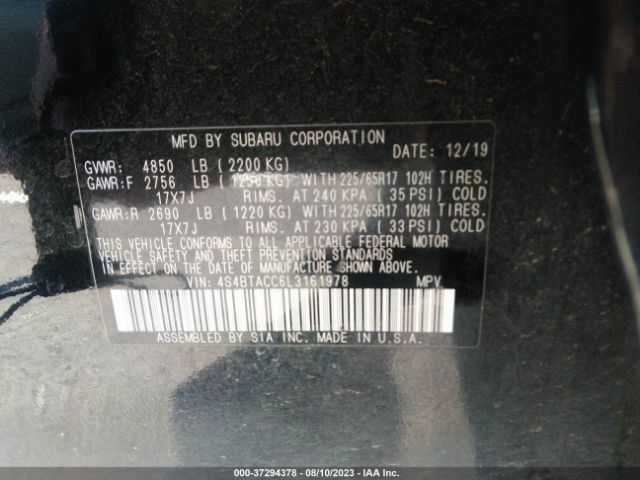 4S4BTACC6L3161978 Subaru Outback Premium