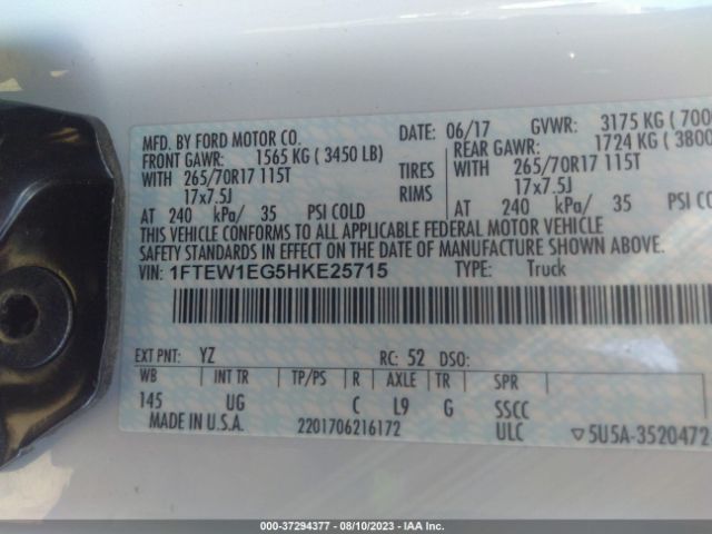 1FTEW1EG5HKE25715 Ford F-150 Xl/xlt/lariat