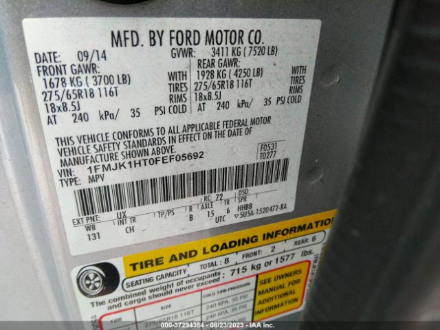 1FMJK1HT0FEF05692 Ford Expedition El Xlt