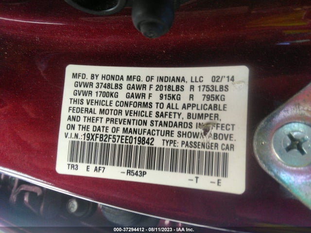 Honda Civic Sedan Lx 2014 19XFB2F57EE019842 Image 10