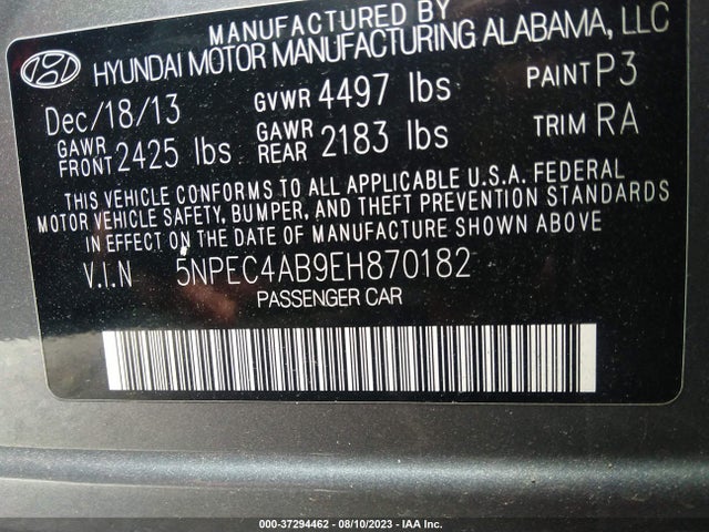 Hyundai SONATA SE 2014 5NPEC4AB9EH870182 Image 9