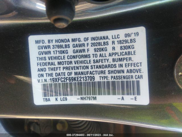 19XFC2F69KE213709 Honda Civic Sedan Lx