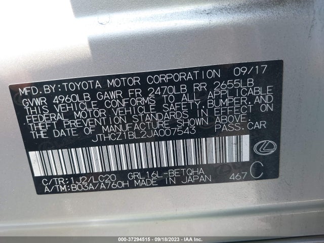 2018 Lexus GS, VIN: JTHCZ1BL2JA007543