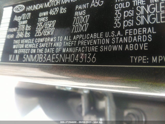 Hyundai TUCSON SEL 2022 5NMJB3AE5NH043136 Image 9